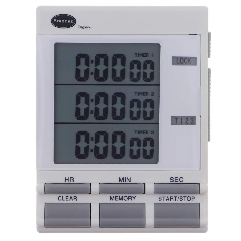 Brannan Digital Triple Kitchen Timer and Clock with Large LED Countdown Timer...