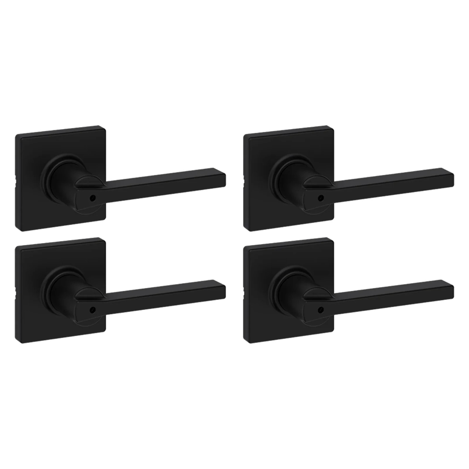 Kwikset Casey Matte Black Privacy Locking Door Handle Bed Bath 4-Pack 93002-068 gallery
