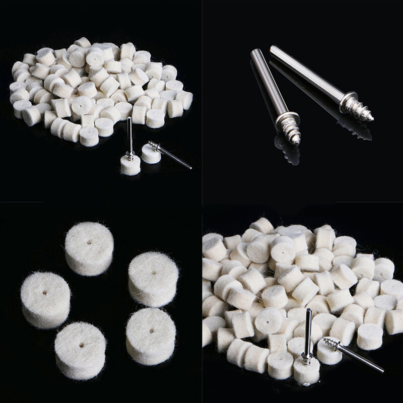 (52pack) Wool Felt Polishing Buffing Pad 13mm + 2pc Shank For Grinding Wheel gallery