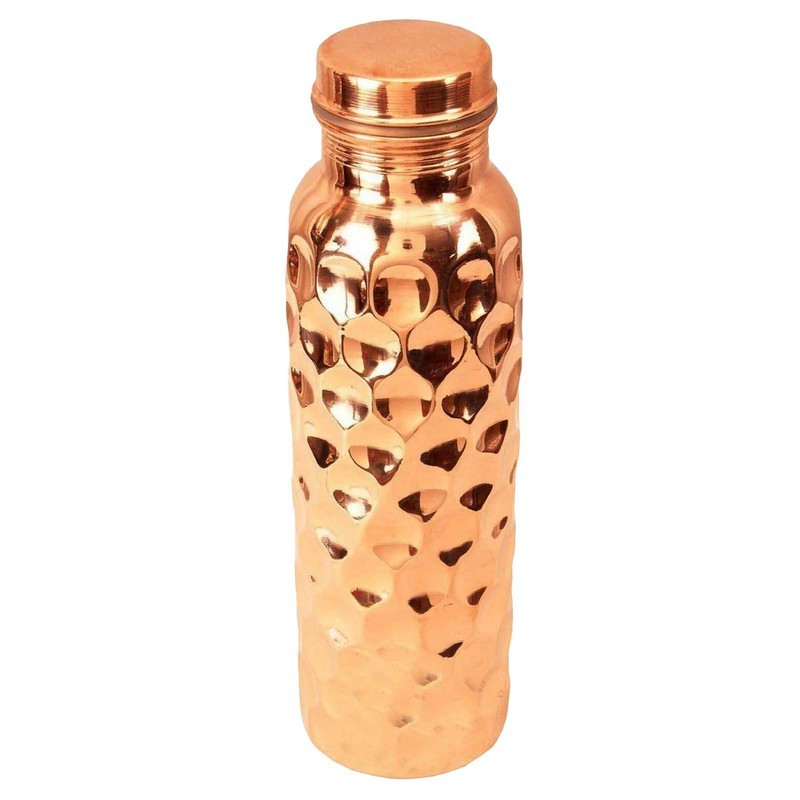 100% Pure Copper Water Bottle Diamond Style 950ml Leakproof Health Benefits gallery