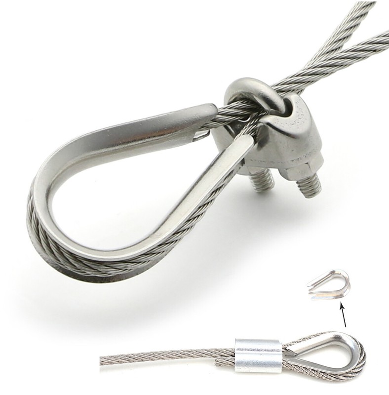 Egg Shape Wire Rope Thimble Stainless Steel Wire Grips Clamp Clips Rope Cable gallery