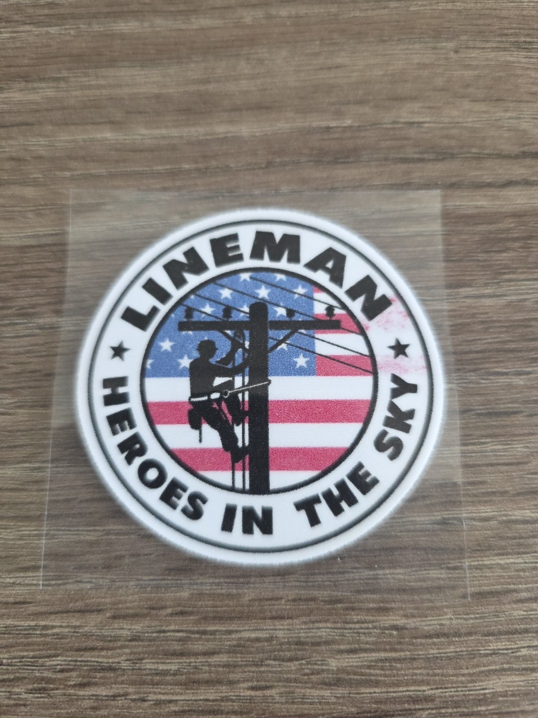 Funny Hardhat Laptop Vehicle UV DTF Decal Sticker Waterproof Lineman Hero gallery