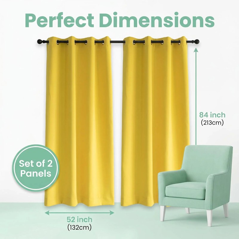 2-Panel 52"X84" Solid Full Blackout Grommet Curtains for Ultimate Light Control gallery