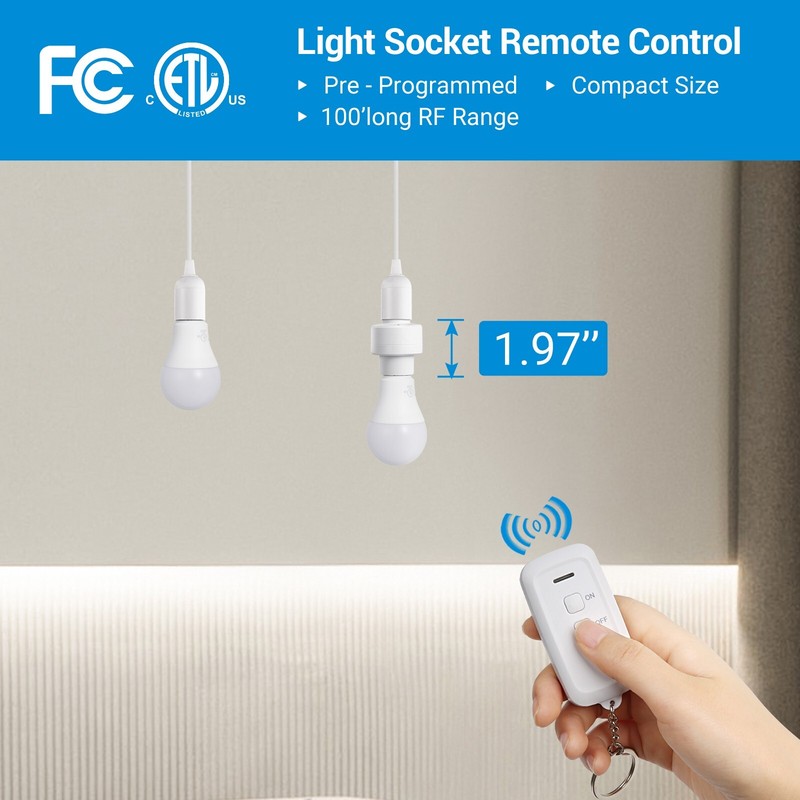 DEWENWILS Wireless Remote Control Light Socket E26/E27 Base Remote Bulbs Socket gallery
