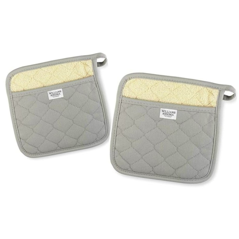 Williams Sonoma Solid Potholder Khaki Beige Cotton Kitchen Pot Holder Set of 2 gallery
