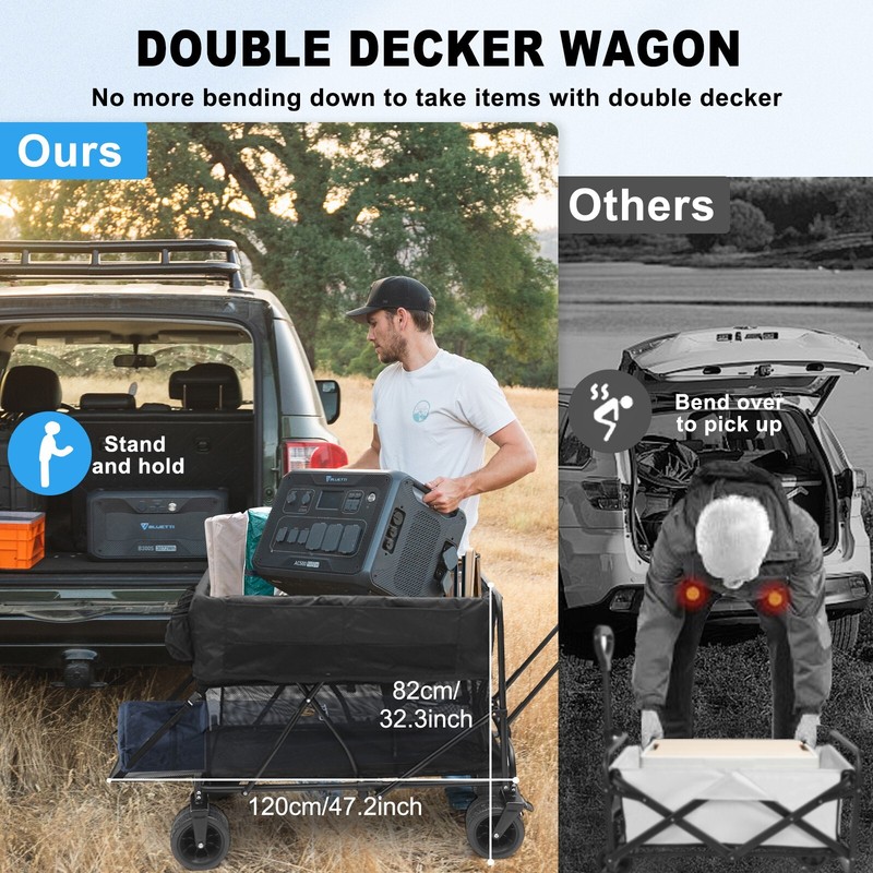 Heavy-Duty Foldable Wagon with Double Decker, All-Terrain Wheels, 450lb Capacity gallery