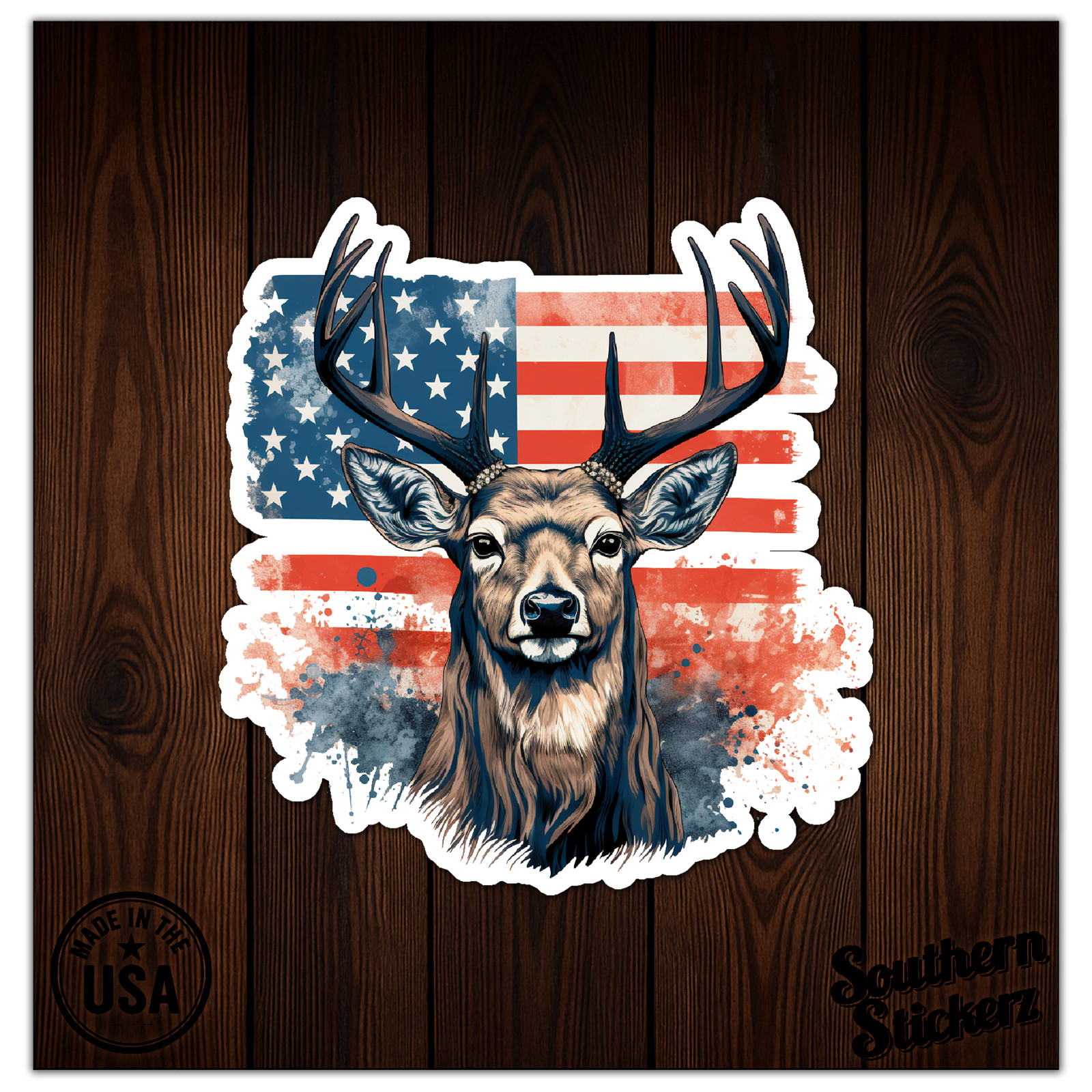 US Flag Deer Hunting - Vinyl Decal Sticker - Car Window Laptop - ebn11030 gallery
