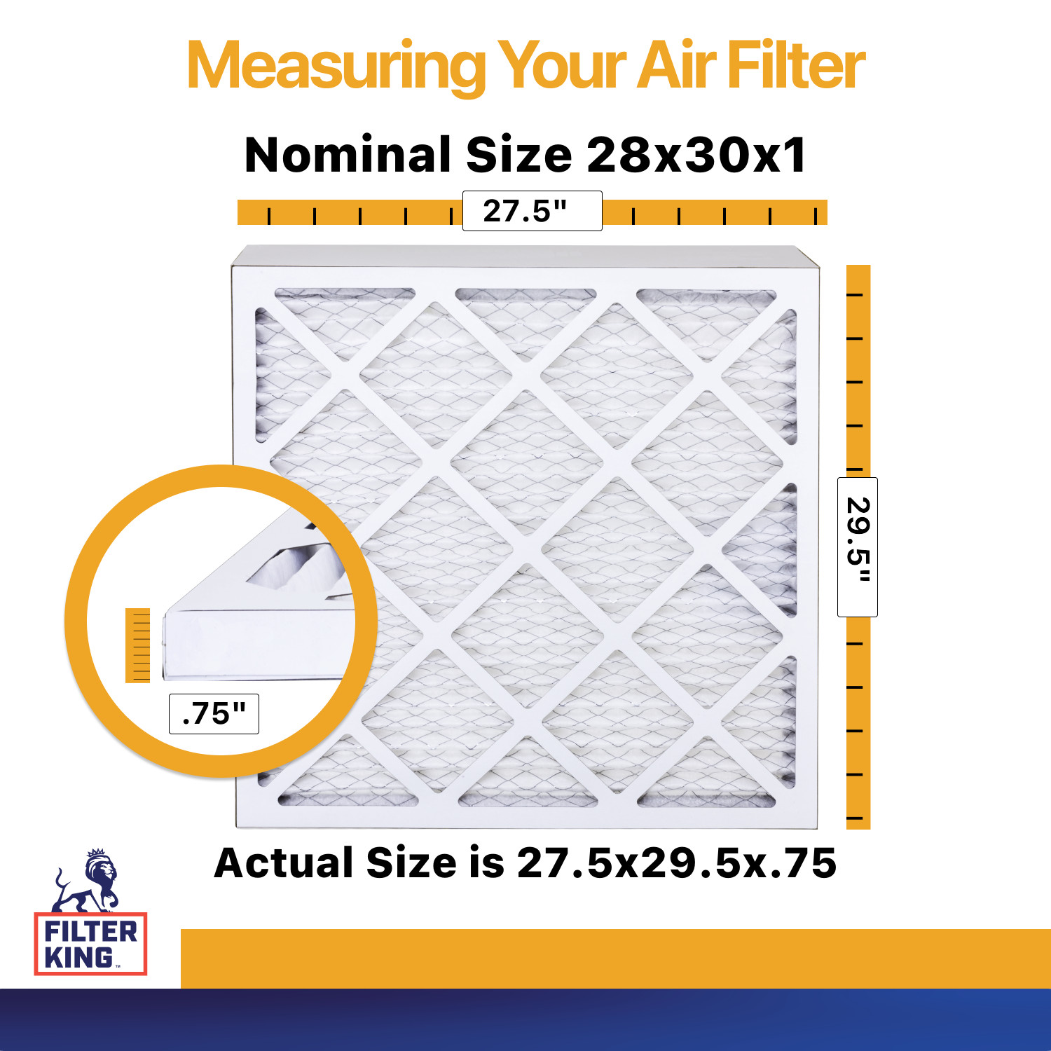Filter King 28x30x1 Air Filter 6-PACK MERV 13 Actual Size 27.5 x 29.5 x .75" gallery