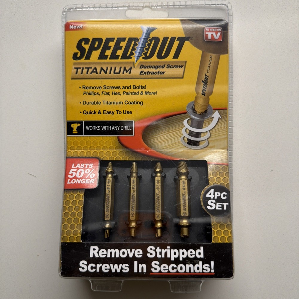 Ontel Speed Out Titanium Damaged Screw Extractor 4-piece Set works wth any Drill