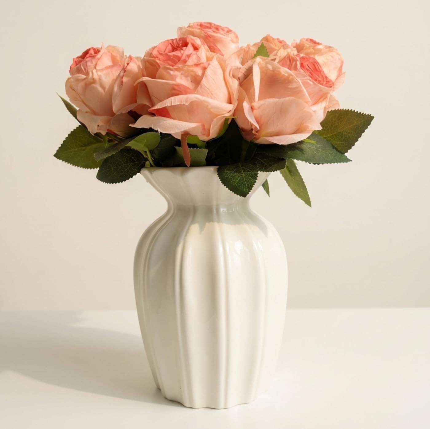 White Ceramic Vase 7.9in Tall Slim Modern Flower Home Decor gallery