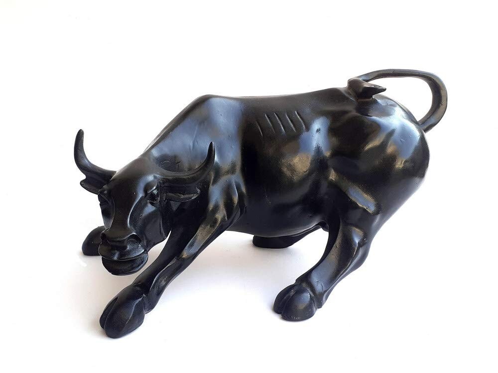 Charging Bull Statue Resin Made Black Color Showpiece For Home Office Decor gallery