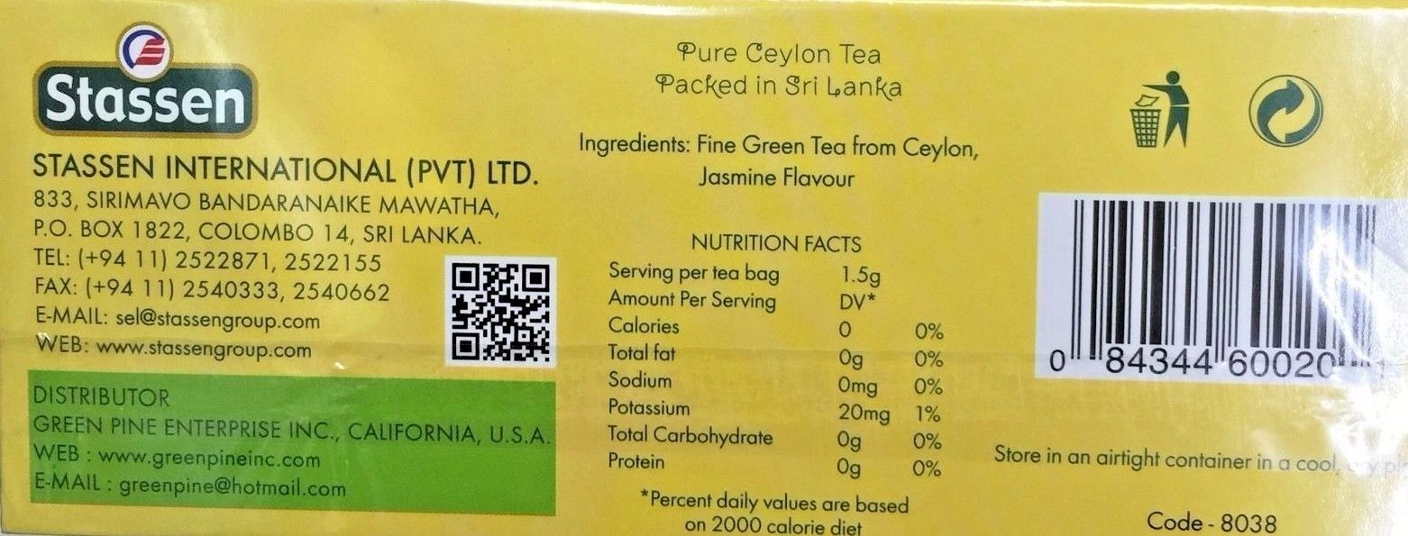 3/ 6 /12 Boxes Stassen Jasmine Green Tea 100 Tea Bags - Number 1 Quality gallery