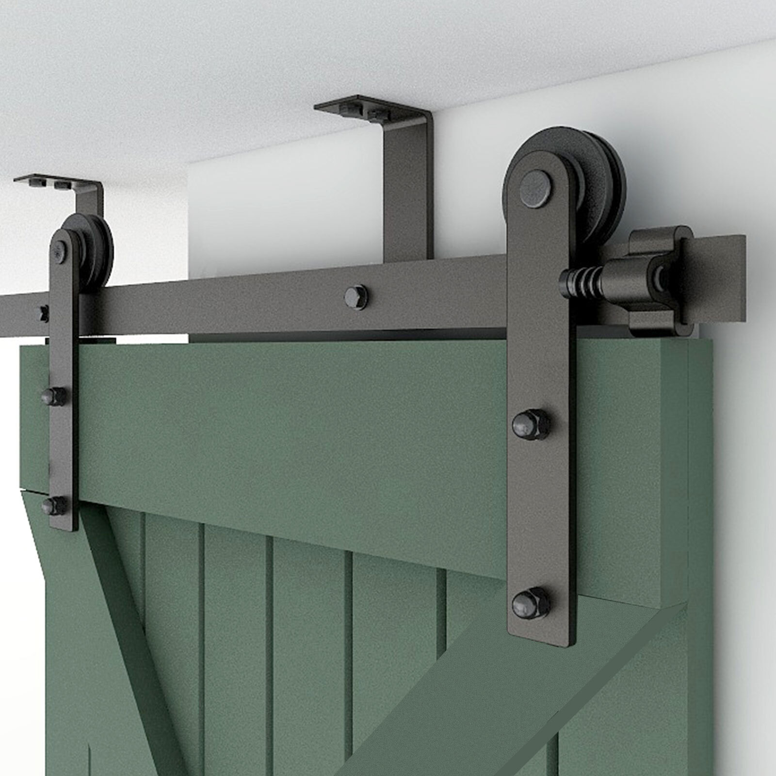4FT-20FT Sliding Barn Door Hardware Kit Track Roller Closet Ceiling Mount Rail gallery