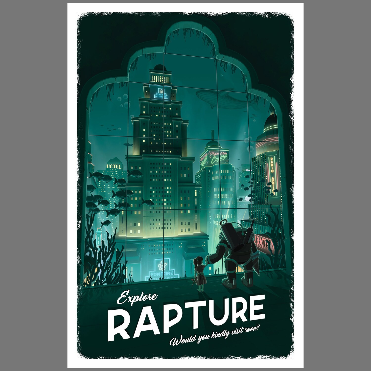 Rapture Bioshock Poster Retro Travel Gamer Wall Art Canvas gallery