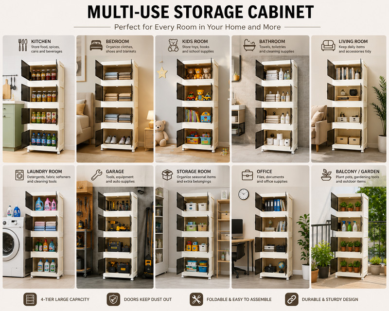 Extra Large Foldable Storage Cabinet with Doors, Stackable Organizer Boxes gallery