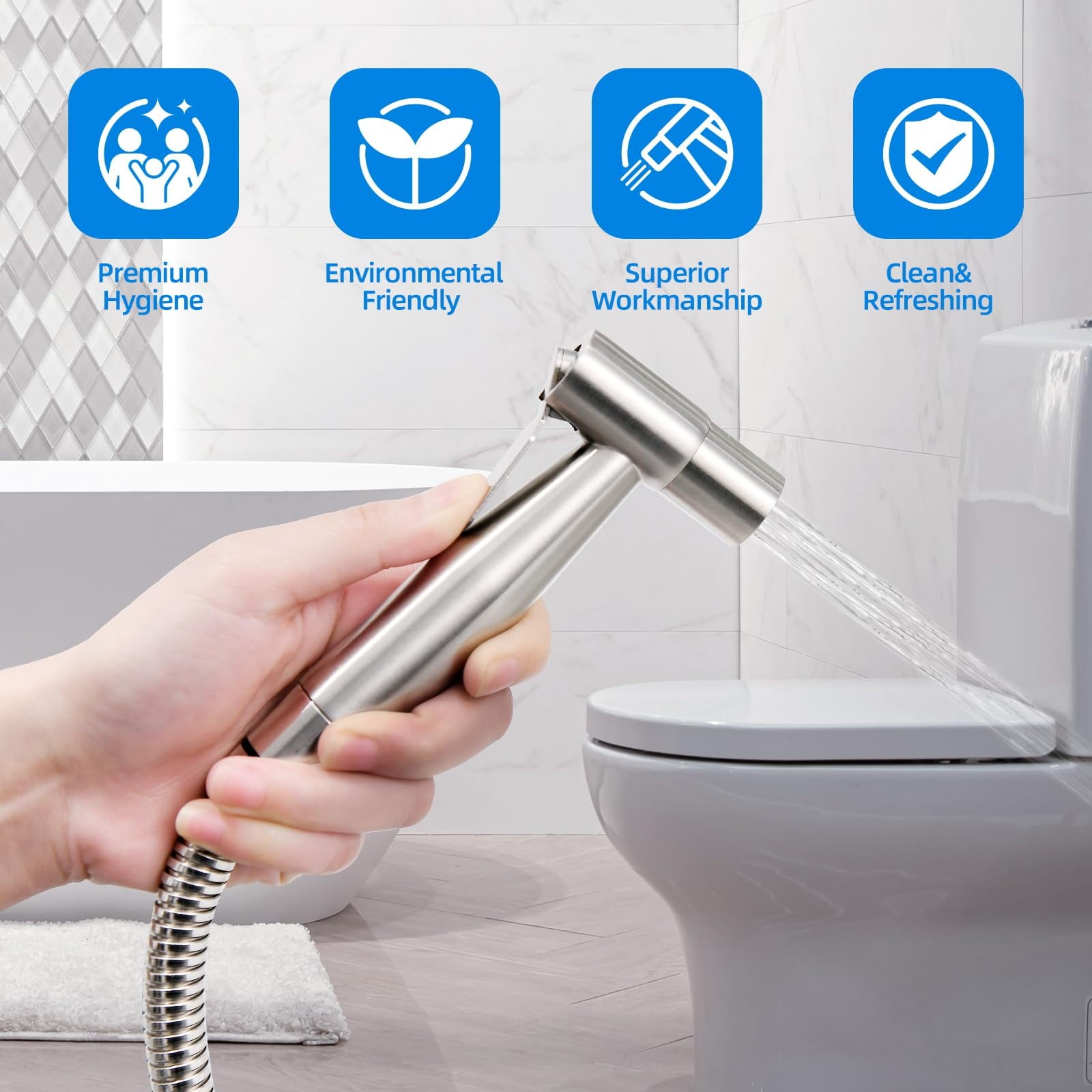 2Pack Handheld Bidet Sprayer for Toilet, 7/8" Stainless Steel Bidet Sprayer gallery