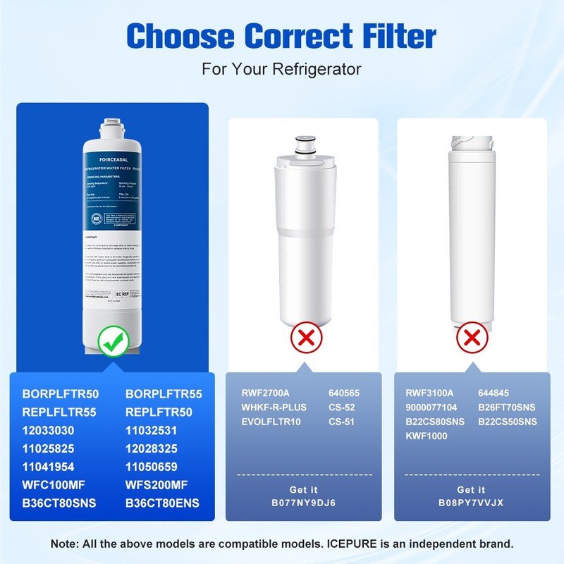 2Pieces BORPLFTR50 Replacement for Bosch Ultra Clarity Pro WFC100MF Water Filter gallery