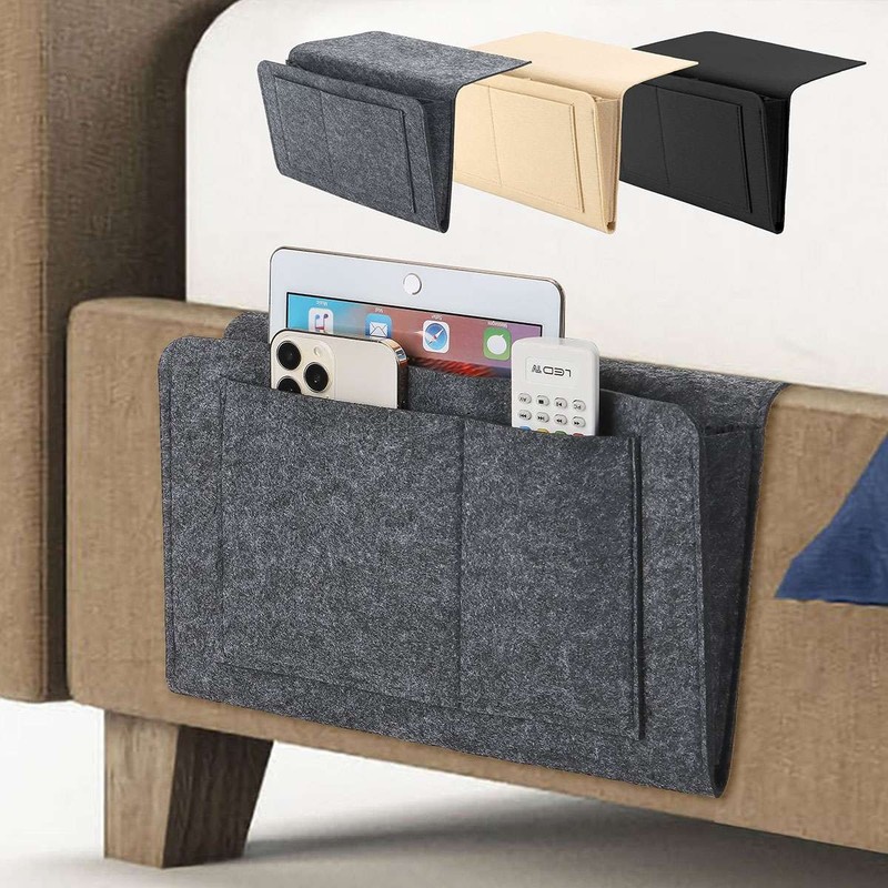 Felt Bedside Caddy Storage Organizer Remote Control Holder Bag Pocket Couch Sofa gallery