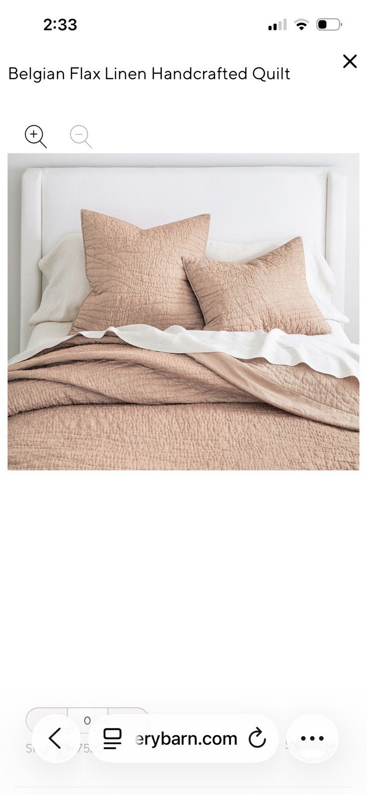 Pottery Barn, Belgian Flax Linen Handstitched Quilt, King/CaKing Rosewood Blush gallery