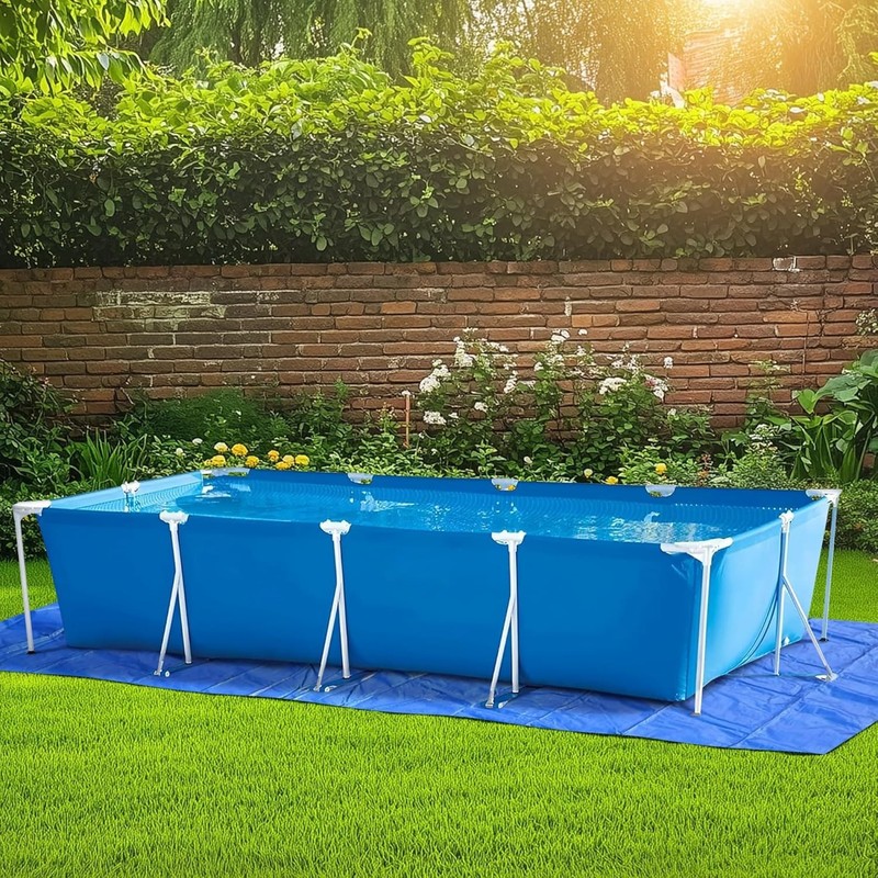 24x12ft Rectangular Waterproof Pool Liner Pad - Durable Outdoor Tarp with Stakes gallery