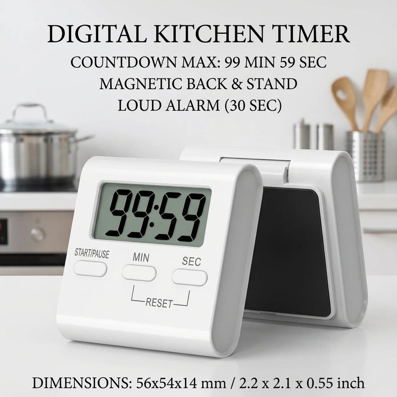 Large LCD Digital Kitchen Cooking Timer Count Down Up Clock Loud Alarm Magnetic gallery