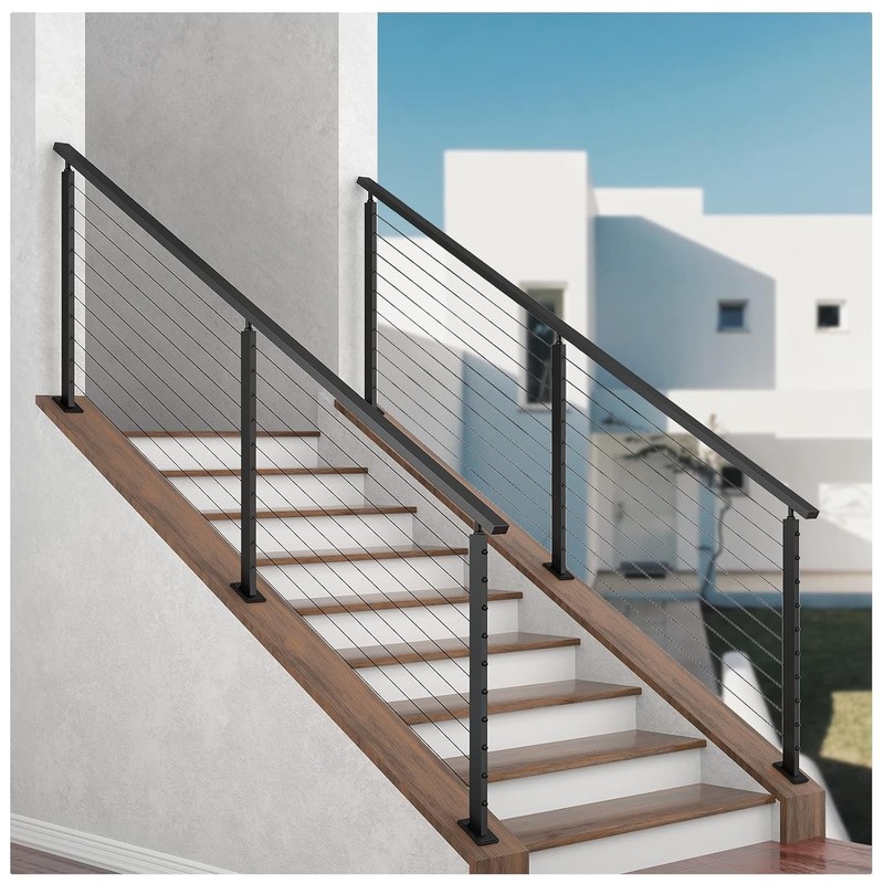 Black Slope Cable Railing Post 36 Inch for 25-40 Degrees Slope 36"X1"X2" T304 St gallery