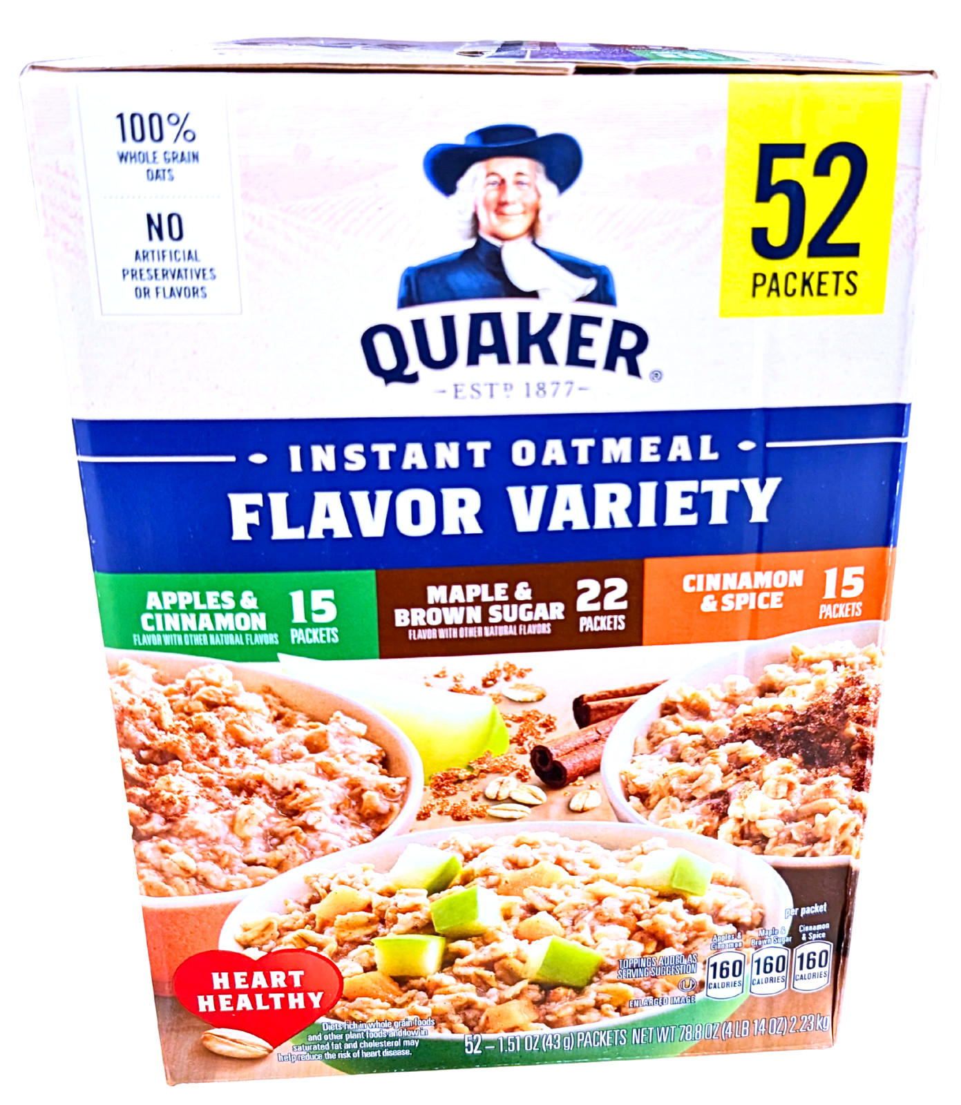 Quaker Instant Oatmeal Variety Pack 52 Packs x 1.51 Oz EXP 08/2026 gallery