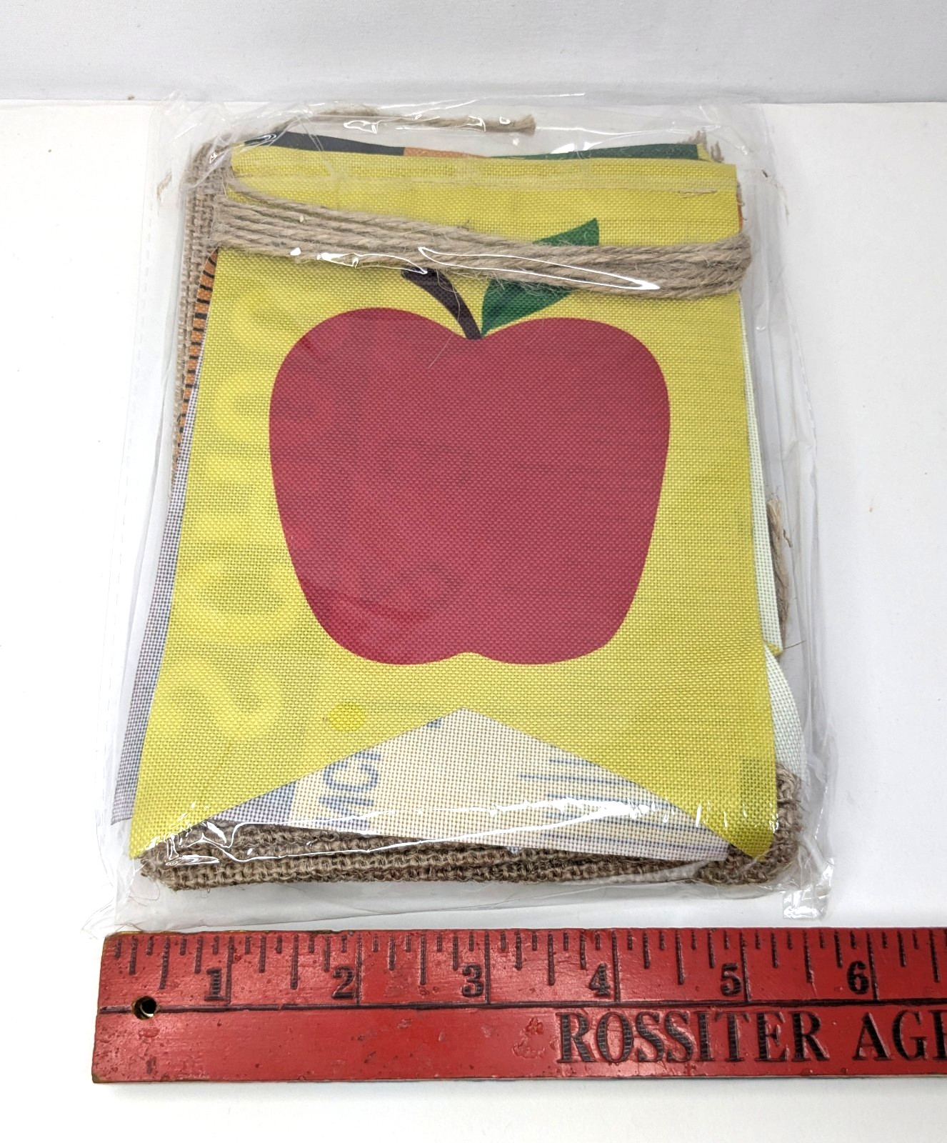 Teacher Apple Banner Classroom Decor Burlap Pennant Garland 2 Pack gallery