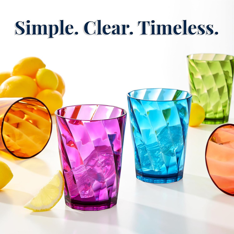 Optix Plastic Reusable Drinking Glasses (Set of 8) 14Oz Rocks Cups in Jewel Tone gallery