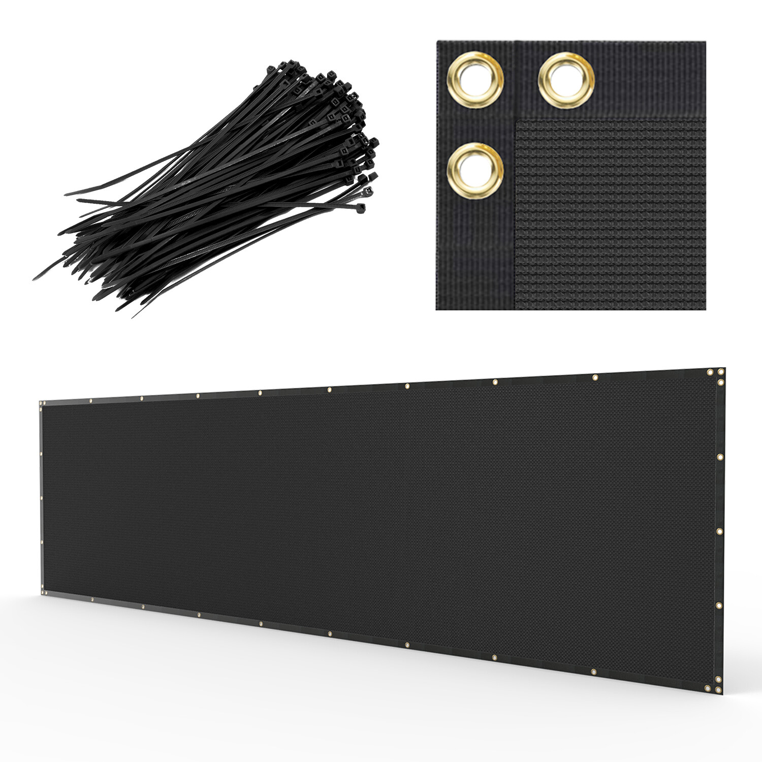 Customize Black 4' 5' 6' 8' (H) Fence Privacy Wind Screen Mesh Fabric Shade gallery
