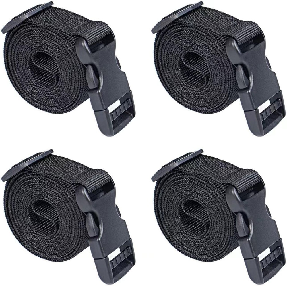 Adjustable Nylon Tie Down Straps with Buckle - 4 Pack, 6 Feet, Black