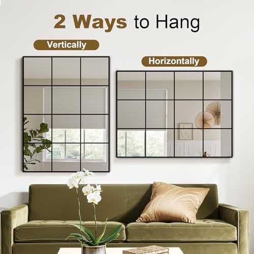 Window Mirrors for Wall Decor, Wall Mirrors Decorative Window 40"L x 30"W Black gallery