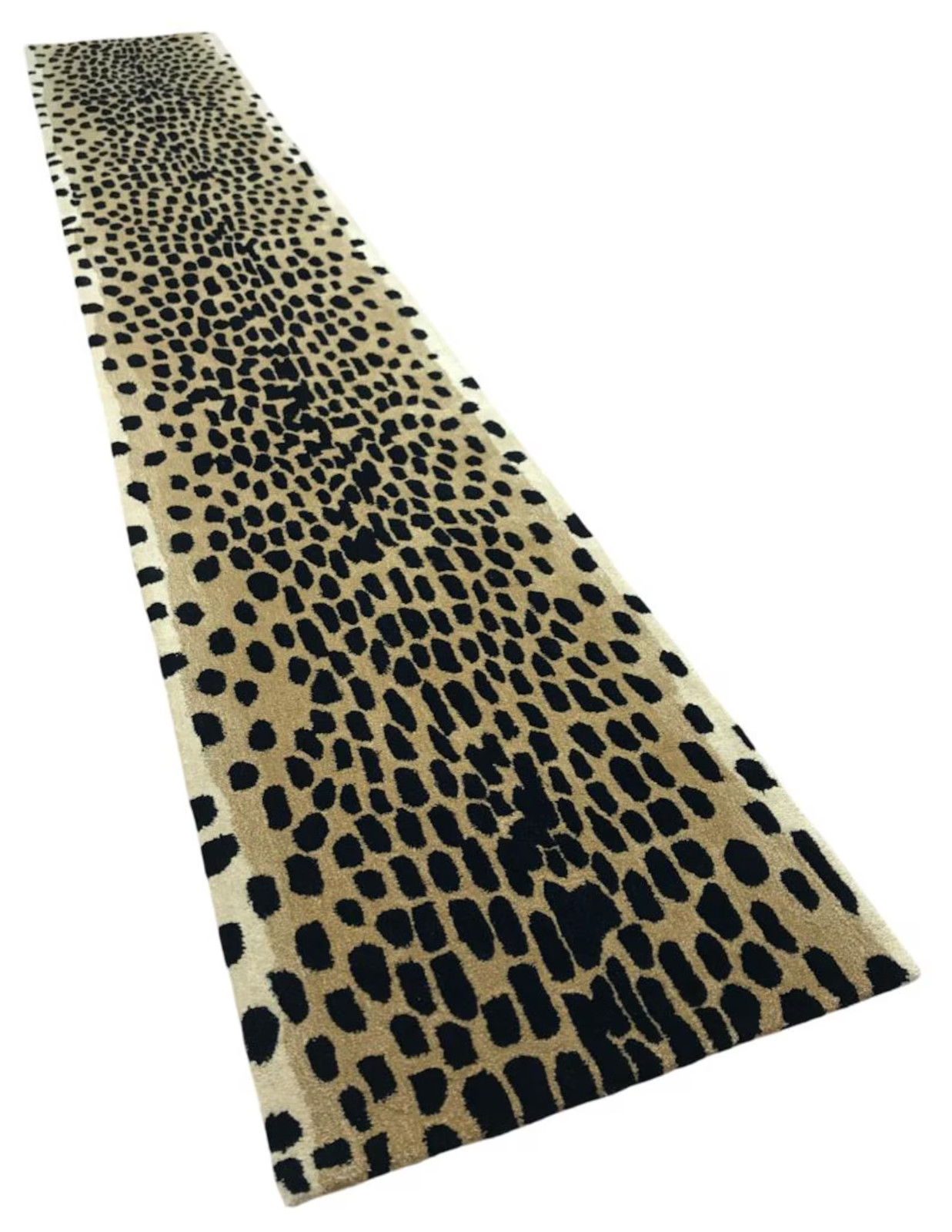 Hand-Tufted Wool Leopard Runner Rug, Black & Gold gallery