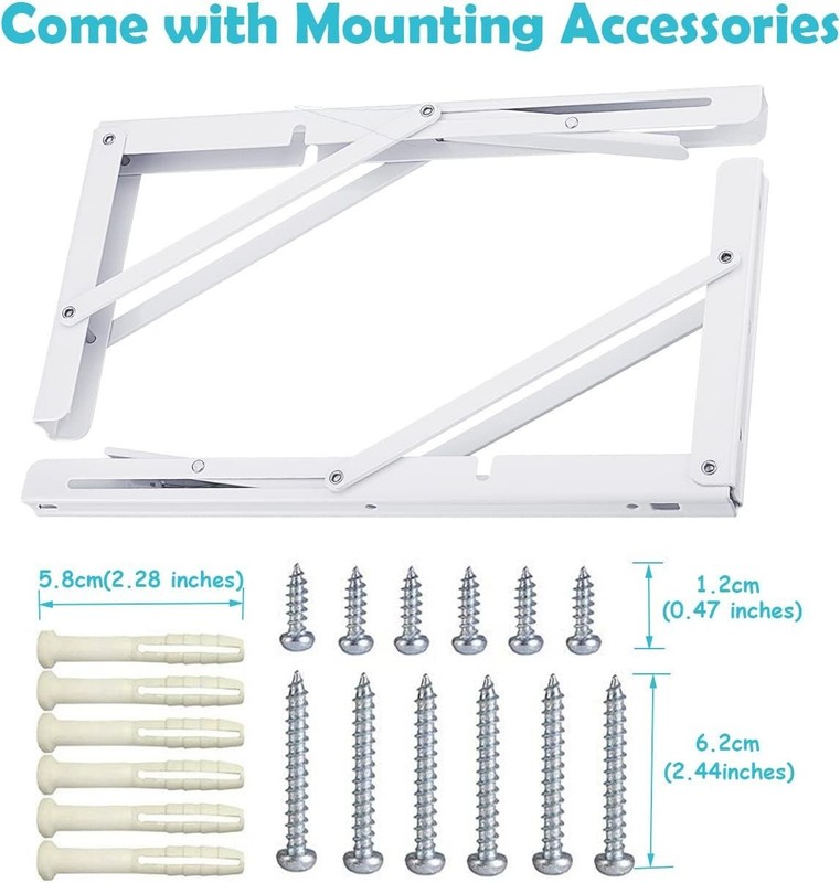 Stylish Space-Saving White Folding Shelf Brackets - Pack of 2 (440 lb Capacity) gallery
