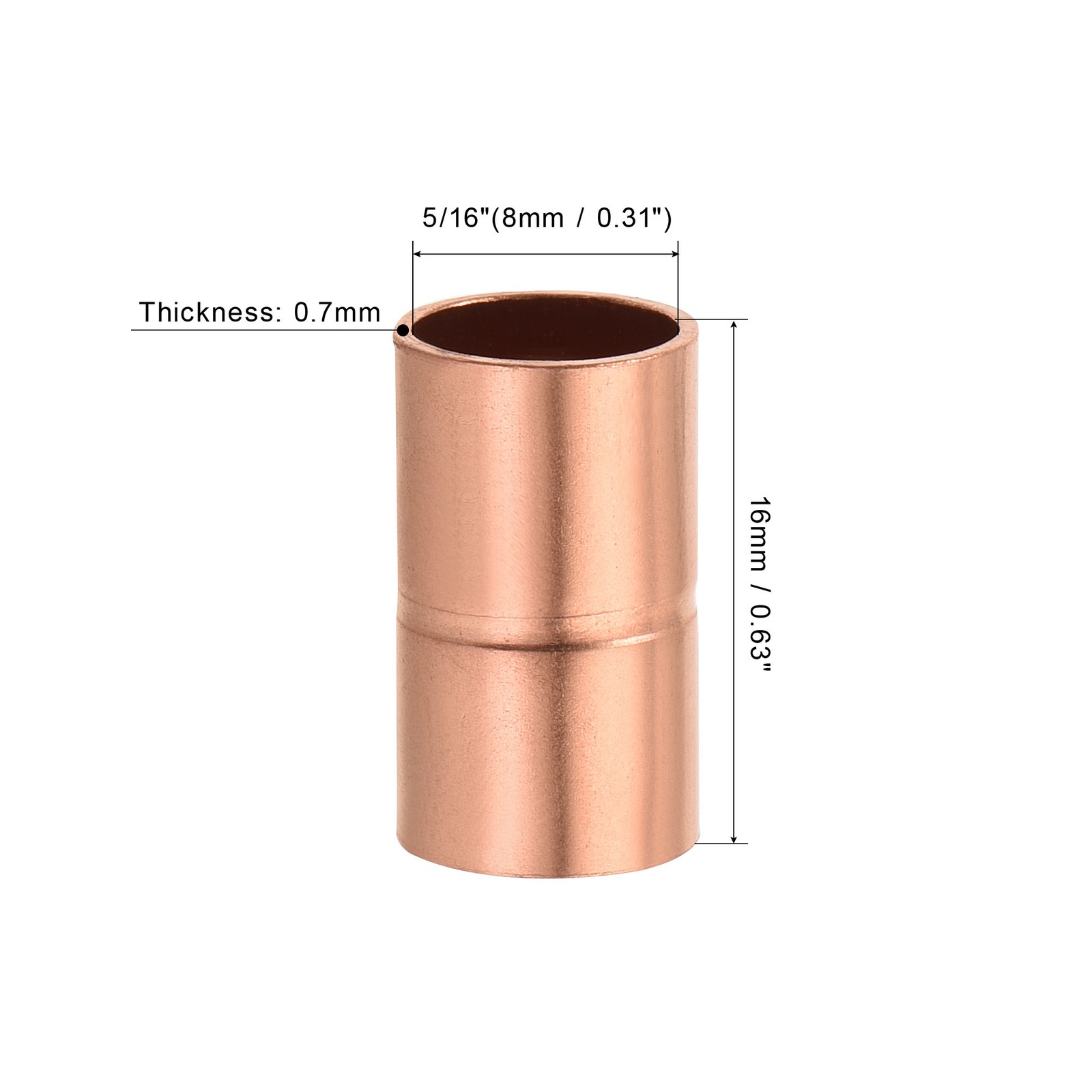 5Pcs 5/16" ID Straight Copper Coupling Fittings for HVAC Welding Joint gallery