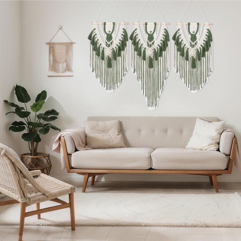 Fiwochic Large Boho Macrame Wall Hanging Wall Decor Bohemian Woven Handmade T... gallery