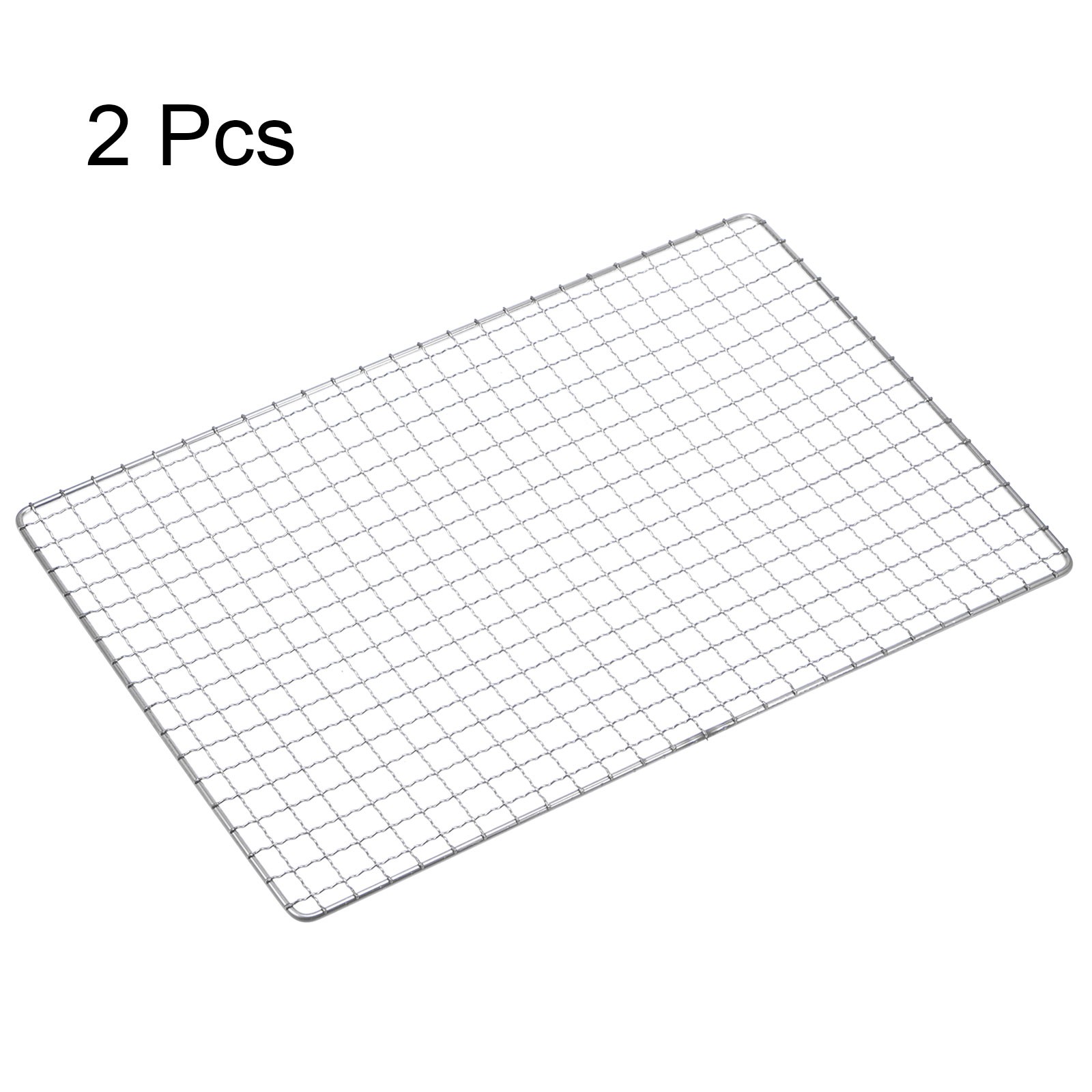 2pcs Square BBQ Grill Net 13.8"x9.4" Stainless Steel Barbecue Mesh Mat gallery