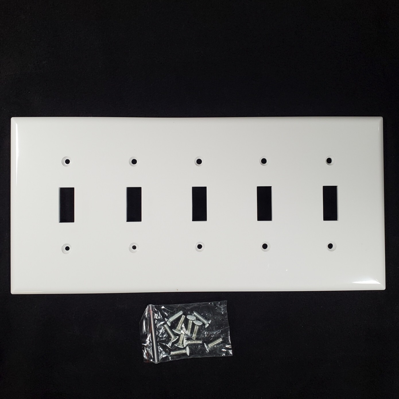 White 5-Toggle Switch Unbreakable Mid-Size 5-Gang WallPlate Cover PJ5W gallery