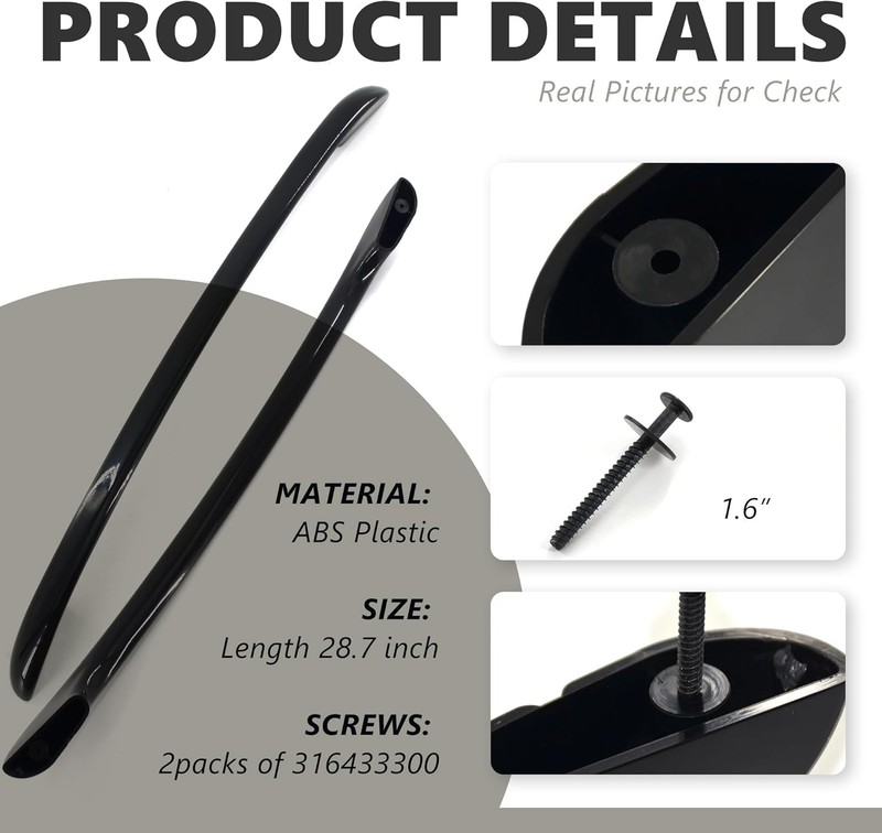 Black Handle Compatible with Frigidaire Kenmore Wall 5304458312 with 2 Screws gallery