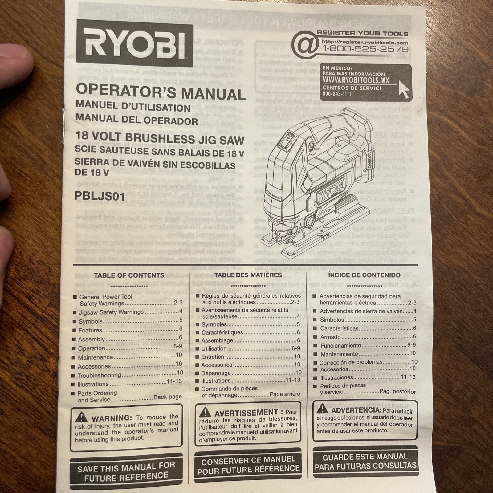 Ryobi Brushless Jig Saw Operator's User Manual PBLJS01 Instructions Only gallery