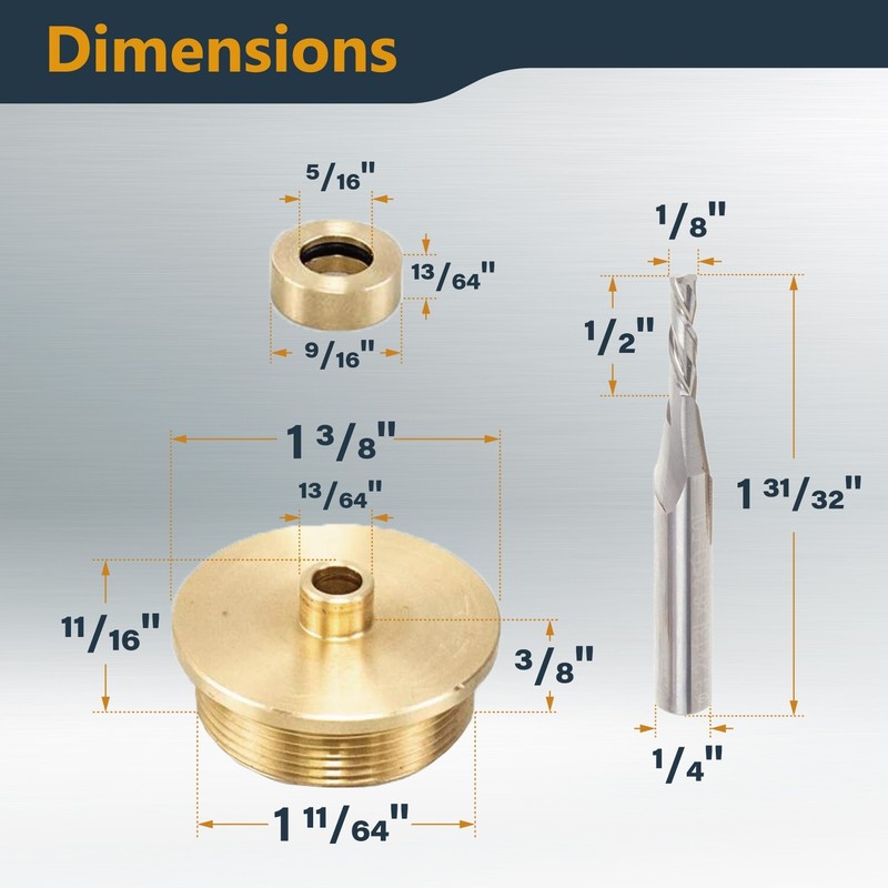 POWERTEC 71333 Router Bits Solid Brass Inlay Kit For 1/4 Templates for High RPM gallery