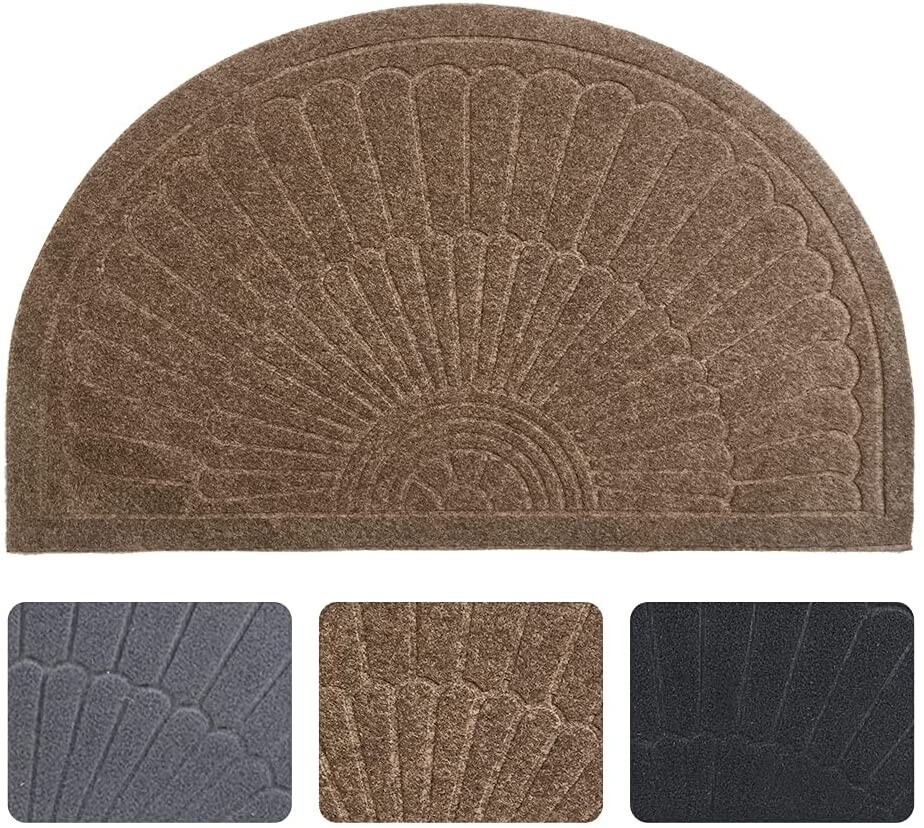 Rubber Doormat Indoor Outdoor Half Round Front Door Mat Non Slip Backing Floor M gallery