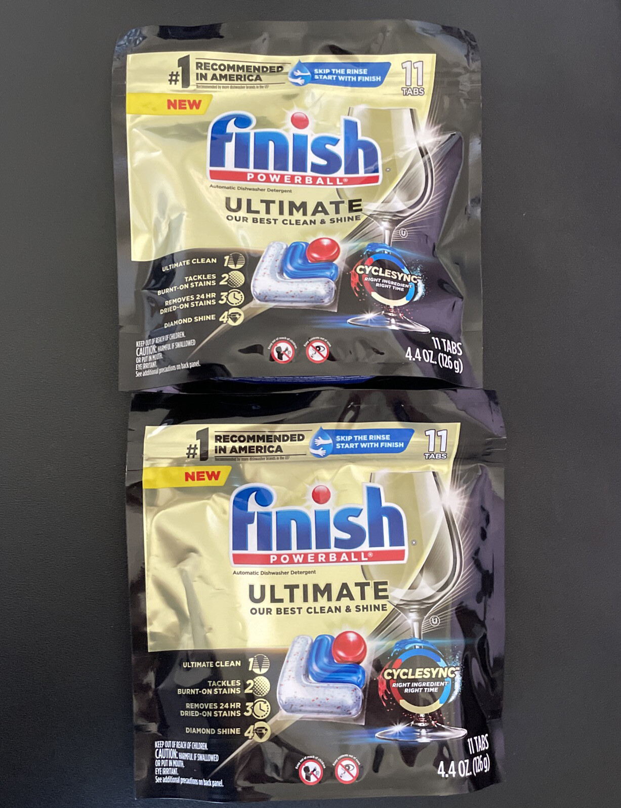 2x Finish Powerball ULTIMATE 4-In-1 Dishwasher Detergent Tabs 11ct Ea New gallery