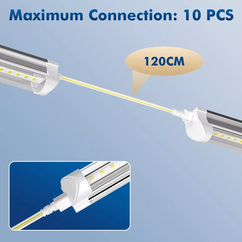 4FT LED Shop Light T8 Linkable Ceiling Tube Fixture 24W Daylight 6000K Clear gallery