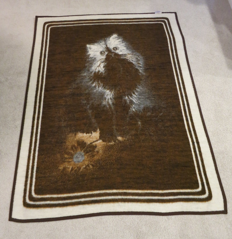 Vtg BIEDERLACK Cat Kitten Throw Blanket 72" x 53 1/2" Two Sided Made in Germany gallery