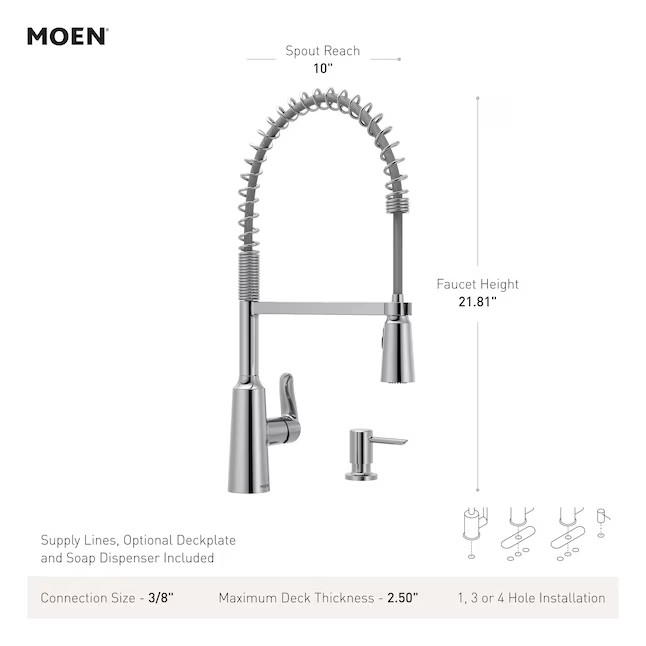 MOEN Edwyn One-Handle Pre-Rinse Spring Pulldown Kitchen Faucet 87807 gallery