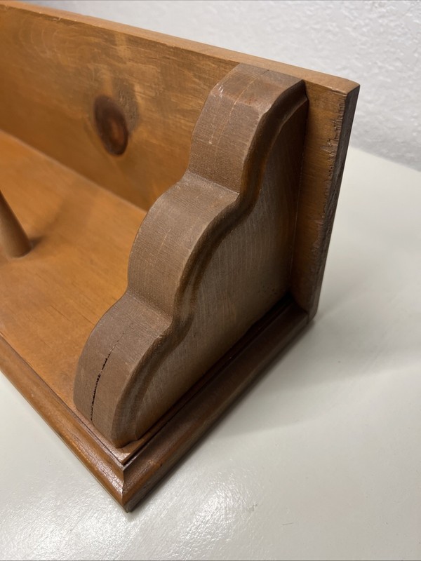 Vintage Pine Solid Wood Shelf & Hat Coat Rack 3 Peg Handmade gallery