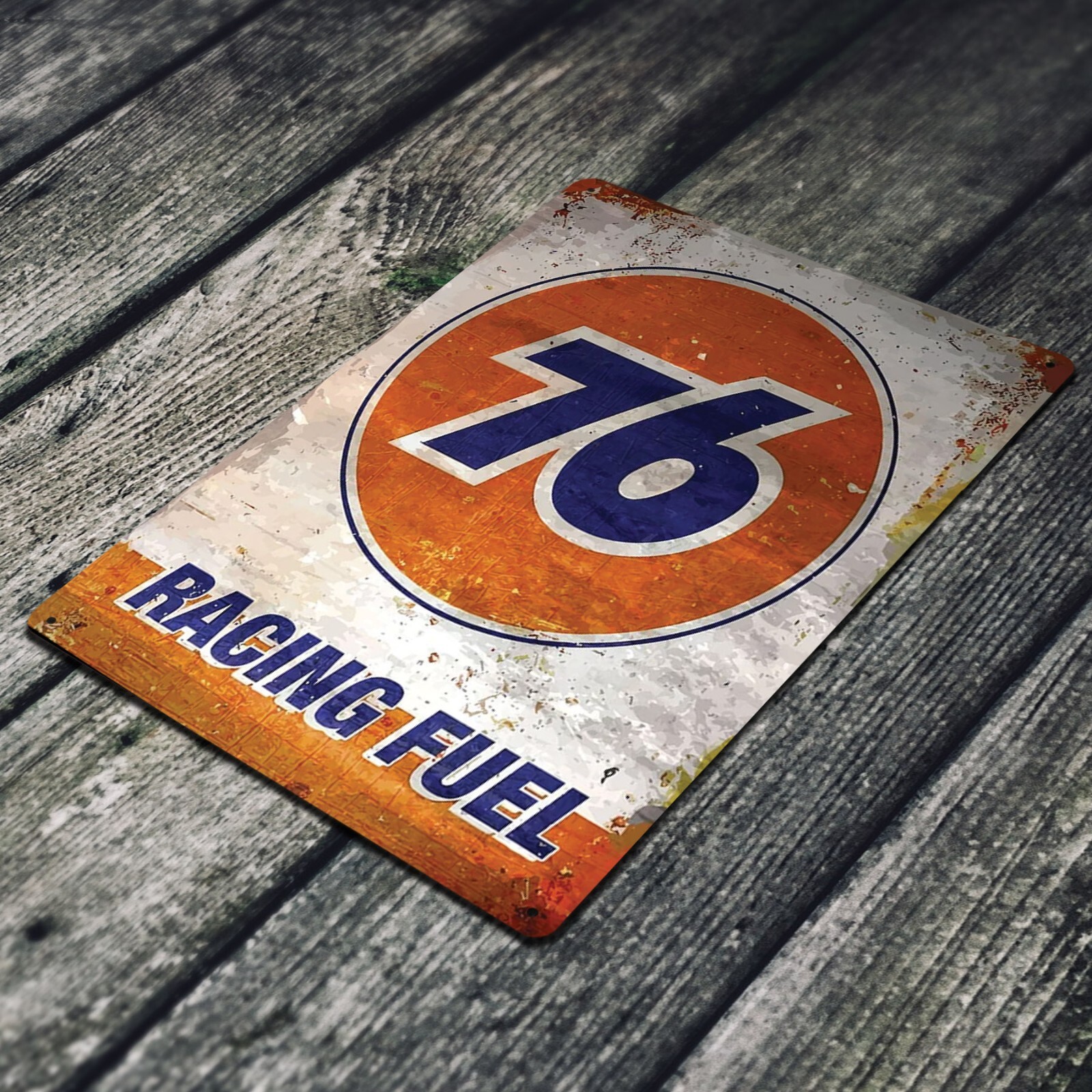 Vintage Looking Union 76 Racing Fuel Rustic Metal Sign 8 x 12 In GAS &OIL TS902 gallery