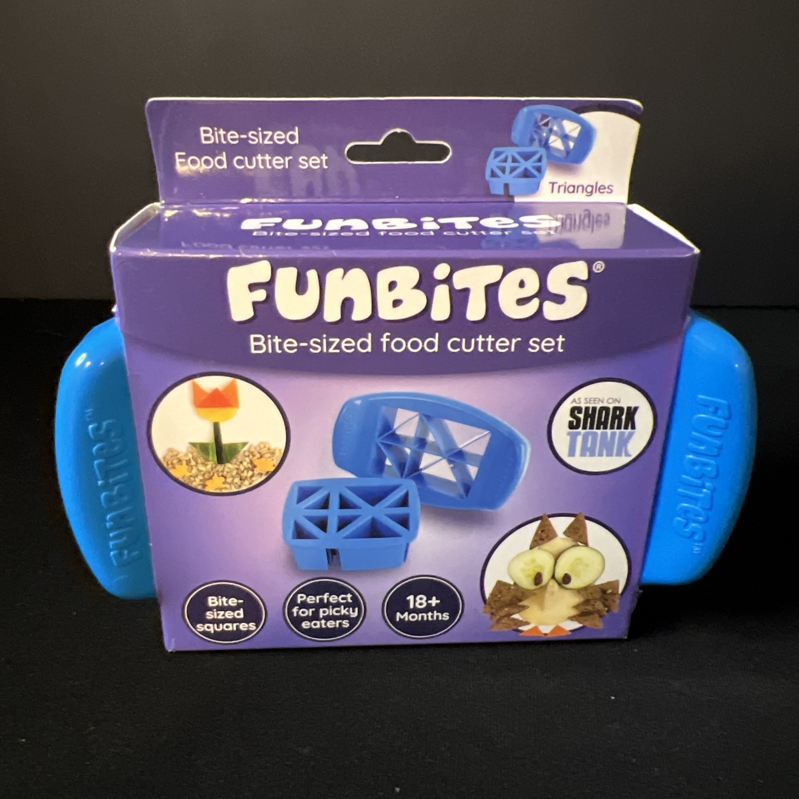 Funbites Bite Sized Food Cutter Set Blue Triangle BPA Free Finger Safe gallery