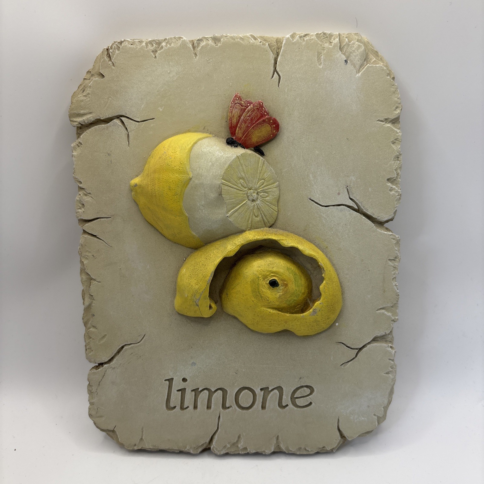 Limone Lemon Ceramic Clay Kitchen Wall Hanging 8x6” Butterfly gallery